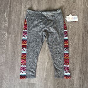 LuLaRoe Jade Leggings Size M Gray Heathered w/ Aztec Print Panels Women’s NWT